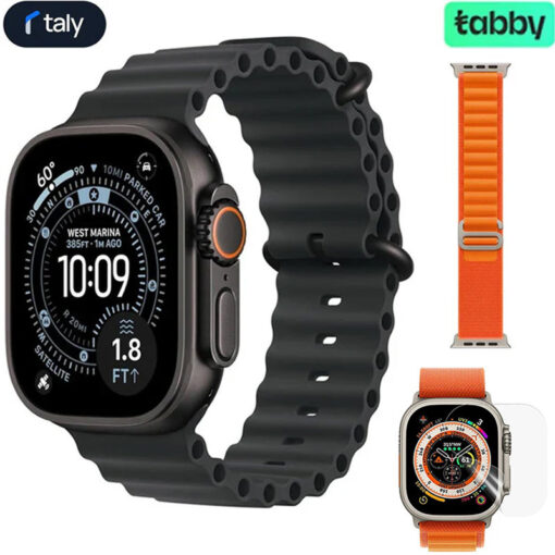 Apple Watch Ultra 3, 49mm, Black Titanium Case, Black Ocean Band, (GPS+Cellular) + Alpine Band & Screen Protector
