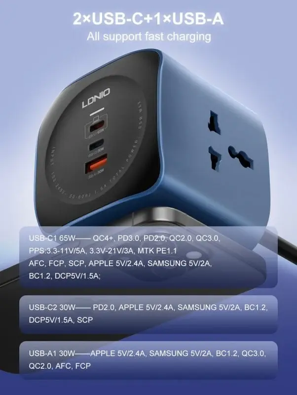 LDNIO SC3319 Universal Cube Power Socket - Multi-Port USB Charging Hub - Image 2