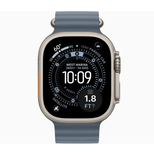 Alternative view of Apple Watch Ultra 3, 49mm, Natural Titanium Case, Anchor Blue Ocean Band, (GPS+Cellular)