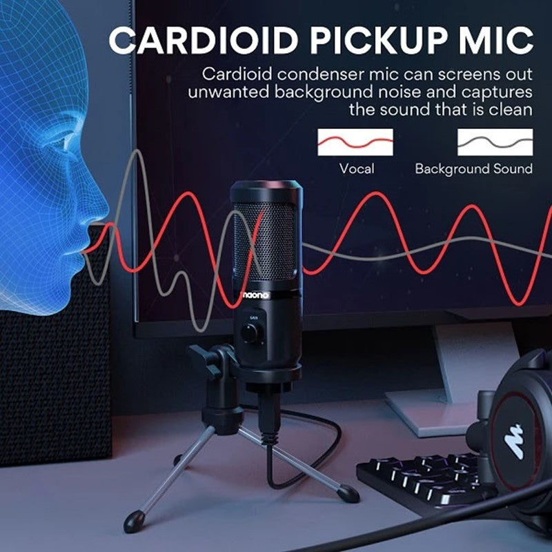 Maonocaster AU-PM461TR USB Gaming Microphone with Mic Gain - Black - Image 2