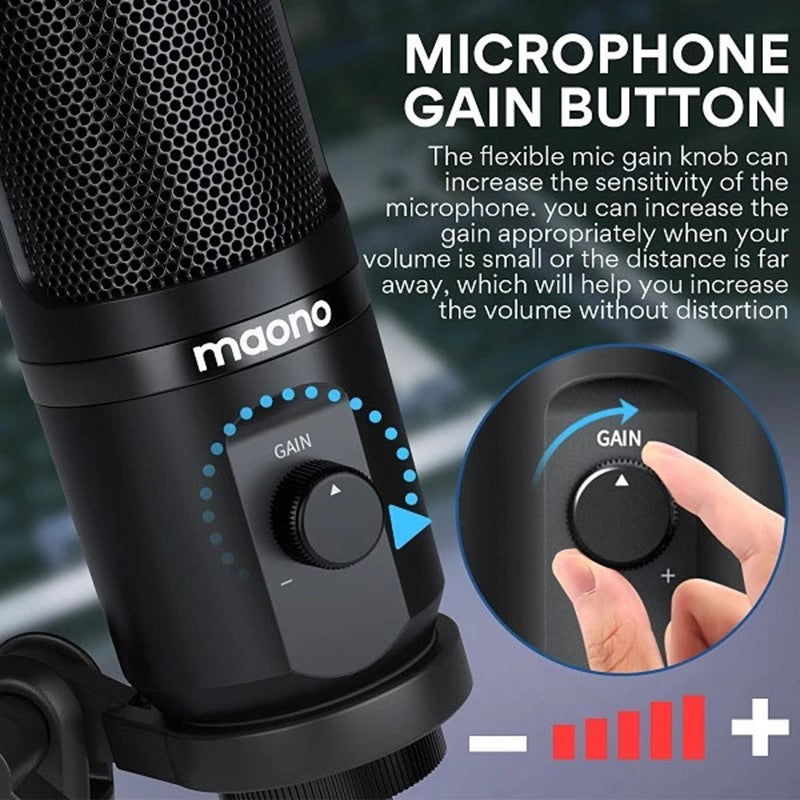 Maonocaster AU-PM461TR USB Gaming Microphone with Mic Gain - Black - Image 3