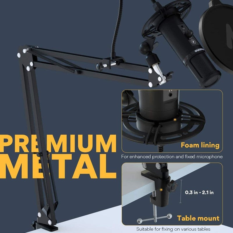 Maonocaster AU-PM422 USB Microphone Stand With Zero Latency Monitoring Professional Cardioid Condenser Microphone with Touch Mute Button and Mic Gain Button for Recording, Podcasting - Black - Image 6