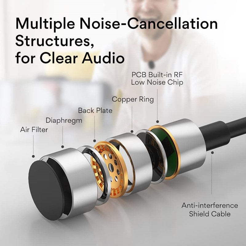 Maonocaster AU-100 Condenser Clip On Lavalier Microphone With Audio Cable - Black - الصورة 2