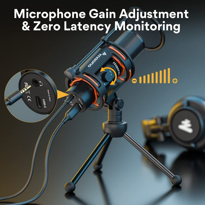 Maonocaster AU-PM471TS Studio Bundle USB PC Microphone With Gain Knob and Zero Latency Monitoring for Gaming, Streaming, Podcasting, YouTube - Image 4