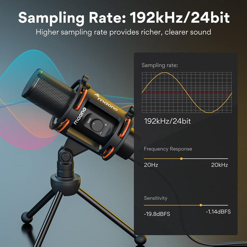 Maonocaster AU-PM471TS Studio Bundle USB PC Microphone With Gain Knob and Zero Latency Monitoring for Gaming, Streaming, Podcasting, YouTube - Image 6