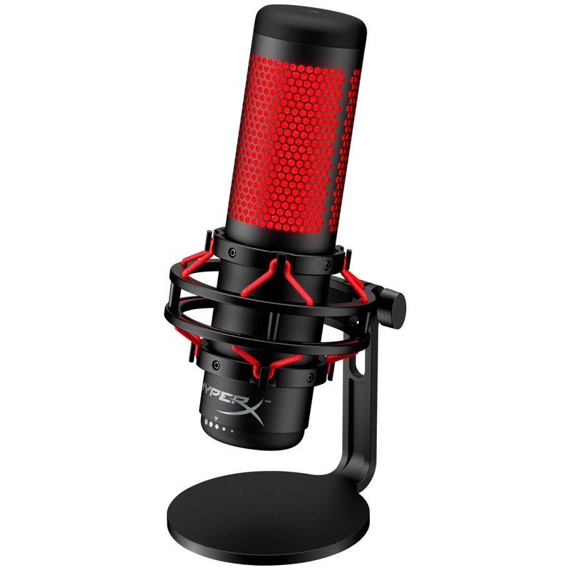 HyperX QuadCast USB Condenser Standalone Gaming Microphone for PC, PS5, PS4 & Mac (Red Lighting) - Black/Red - Image 2