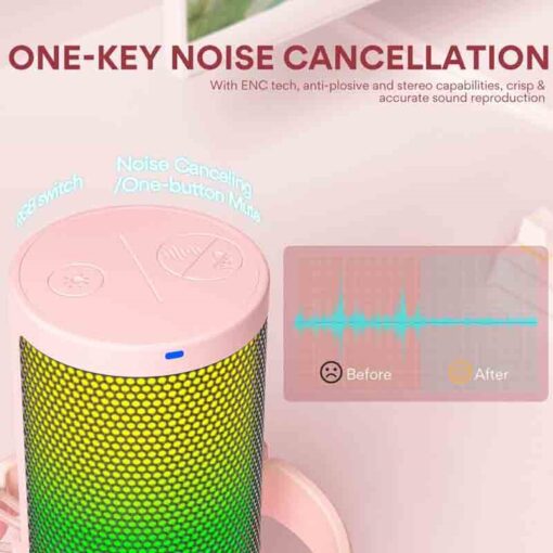 Alternative view of Maonocaster DM20 GamerWave Condenser USB Gaming RGB Microphone - Pink