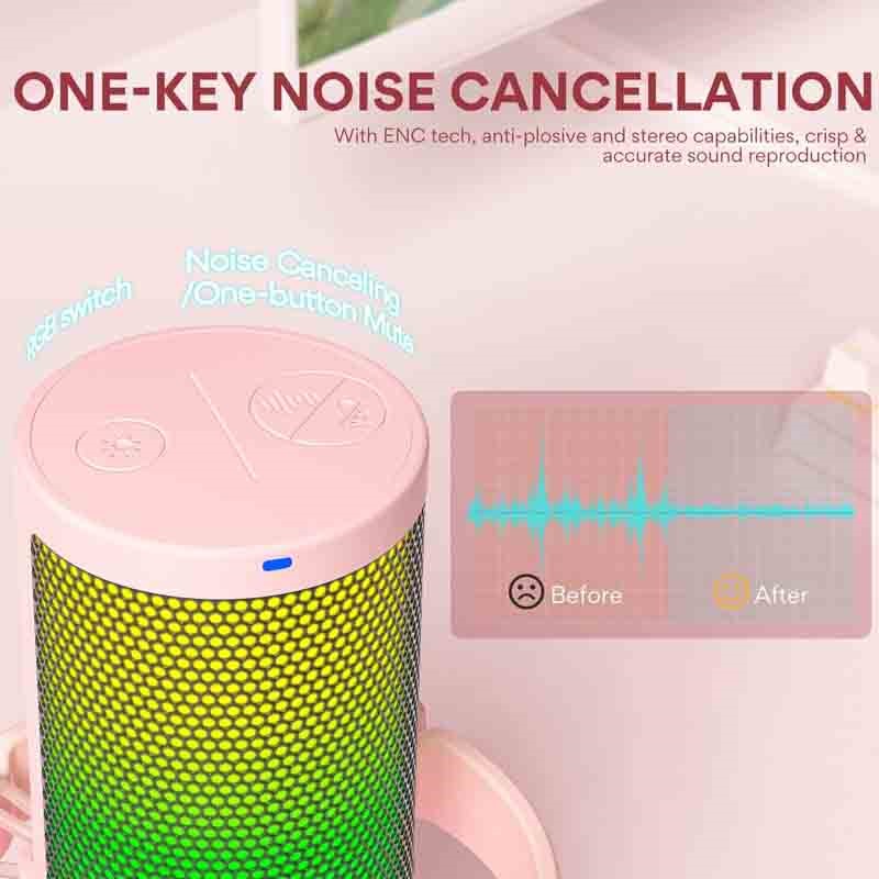 Maonocaster DM20 GamerWave Condenser USB Gaming RGB Microphone - Pink - الصورة 2