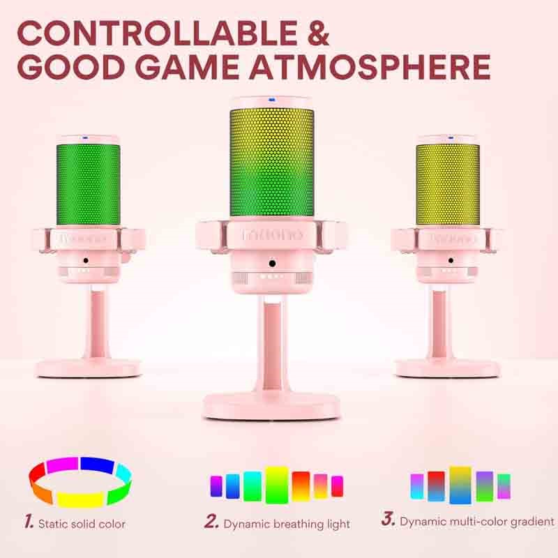 Maonocaster DM20 GamerWave Condenser USB Gaming RGB Microphone - Pink - الصورة 3
