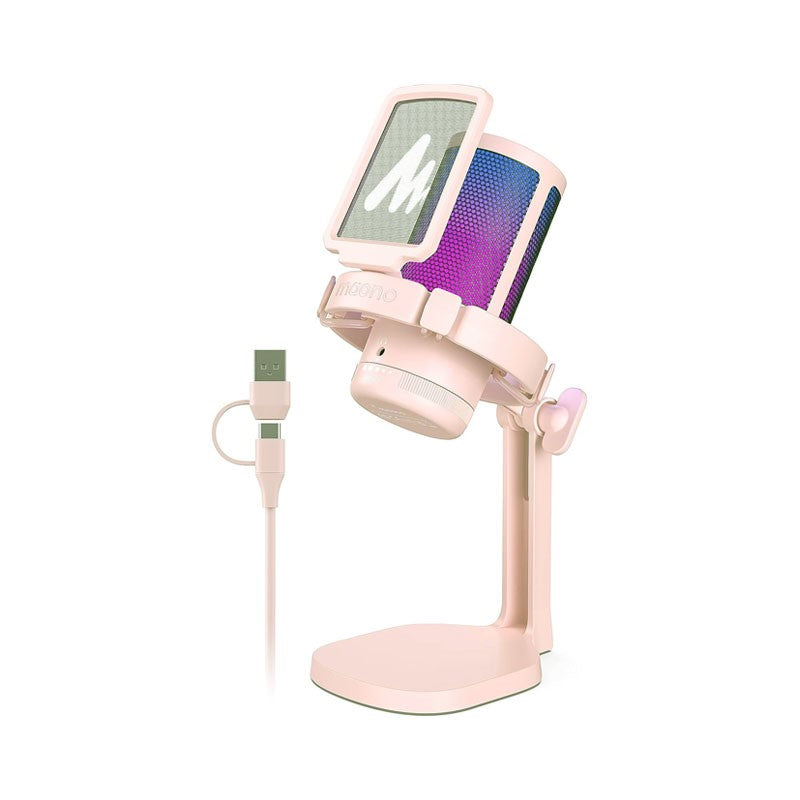 مايكروفون ألعاب RGB USB مكثف Maonocaster DM20 GamerWave - وردي