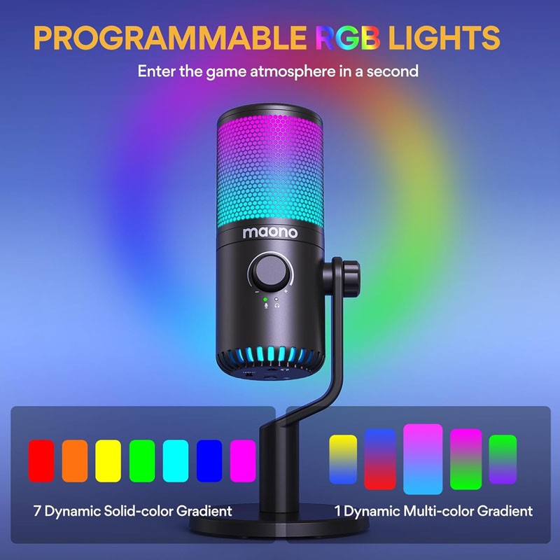 Maonocaster DM30 RGB Gaming Microphone for PC, USB Programmable - Image 5