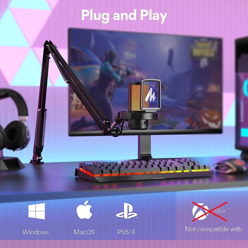 Maonocaster Gaming USB Microphone With Boom Arm for Streaming – Black - Image 6