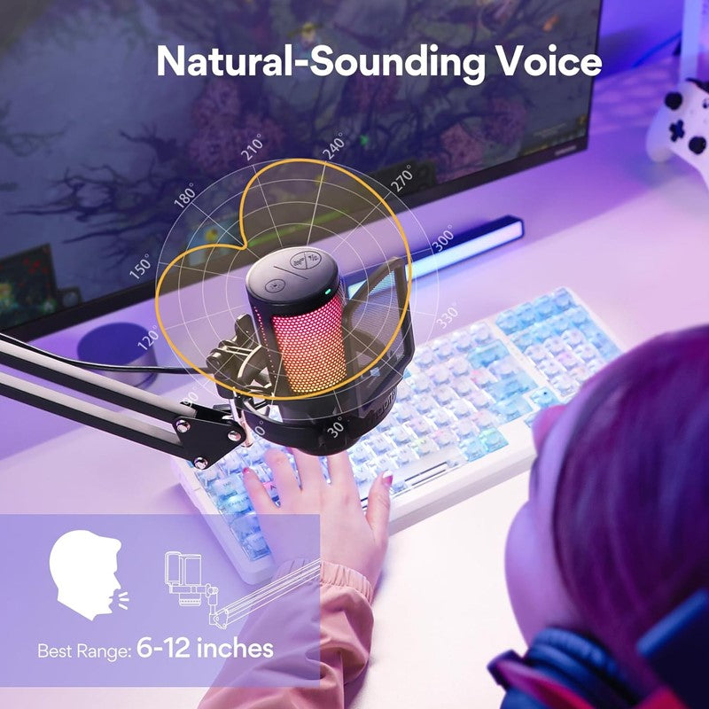 Maonocaster Gaming USB Microphone With Boom Arm for Streaming – Black - Image 5