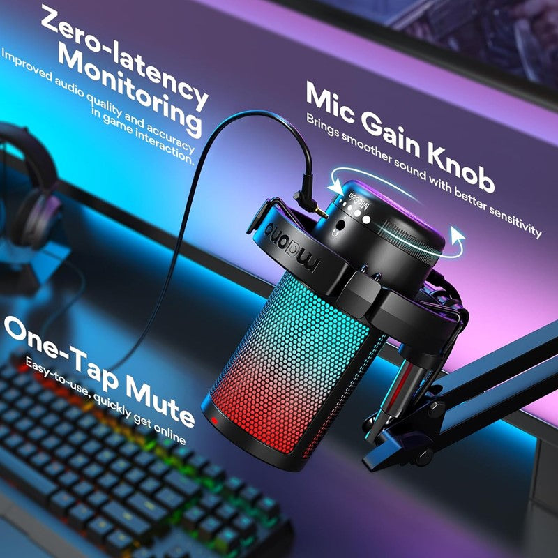 Maonocaster Gaming USB Microphone With Boom Arm for Streaming – Black - Image 4