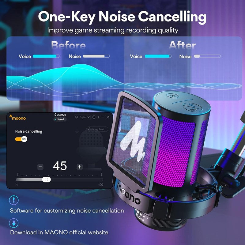 Maonocaster Gaming USB Microphone With Boom Arm for Streaming – Black - Image 2