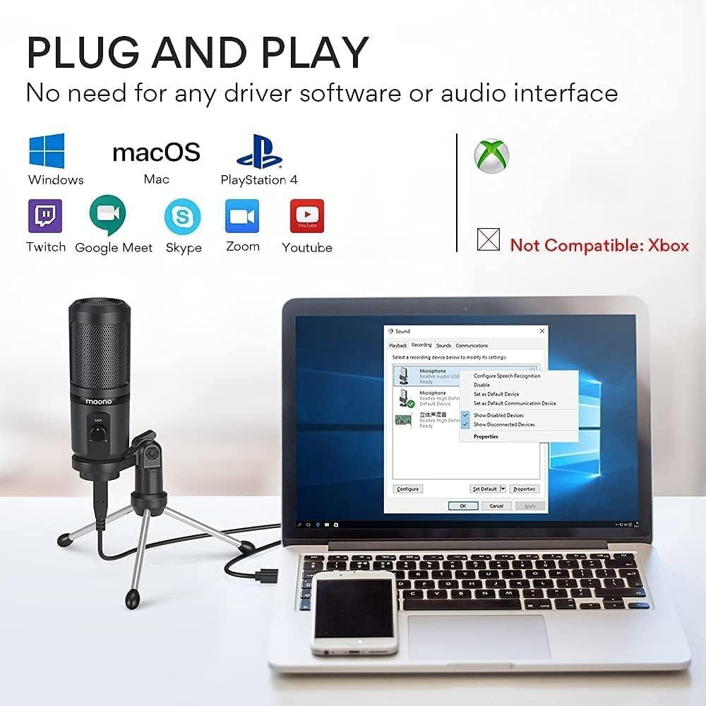 Maonocaster PM461 Series Condenser USB Gaming RGB Microphone - Black - Image 6