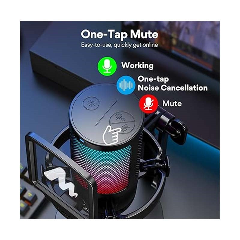 MAONO USB Gaming Microphone, Noise Cancellation Condenser Mic with Mute, Gain, Monitoring, Boom Arm for Streaming, Podcast, Twitch, YouTube, Discord, PC, Computer, PS4, PS5, Mac, GamerWave DGM20S - Image 4