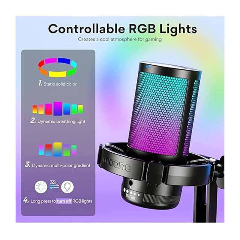 MAONO USB Gaming Microphone, Noise Cancellation Condenser Mic with Mute, Gain, Monitoring, Boom Arm for Streaming, Podcast, Twitch, YouTube, Discord, PC, Computer, PS4, PS5, Mac, GamerWave DGM20S - Image 2