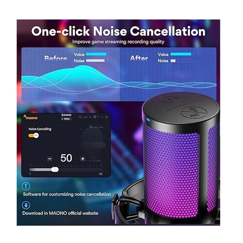 MAONO USB Gaming Microphone, Noise Cancellation Condenser Mic with Mute, Gain, Monitoring, Boom Arm for Streaming, Podcast, Twitch, YouTube, Discord, PC, Computer, PS4, PS5, Mac, GamerWave DGM20S - Image 6