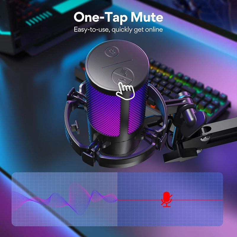 MAONO USB Gaming Microphone, Noise Cancellation Condenser Mic with Mute, Gain, Monitoring, Boom Arm for Streaming, Podcast, Twitch, YouTube, Discord, PC, Computer, PS4, PS5, Mac, GamerWave DGM20S - Image 3