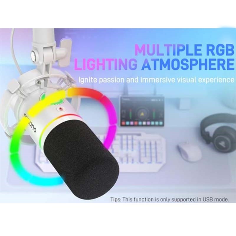 Maonocaster PD200X USB/XLR Dynamic Gaming RGB Microphone – White - الصورة 2