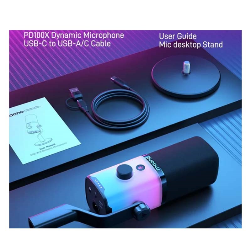 Maonocaster PD100X USB/XLR Dynamic Gaming RGB Microphone – Black - الصورة 6