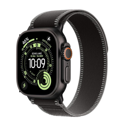 Apple Watch Ultra 3, 49mm, Black Titanium Case, Black/Charcoal Trail Loop, (GPS+Cellular)