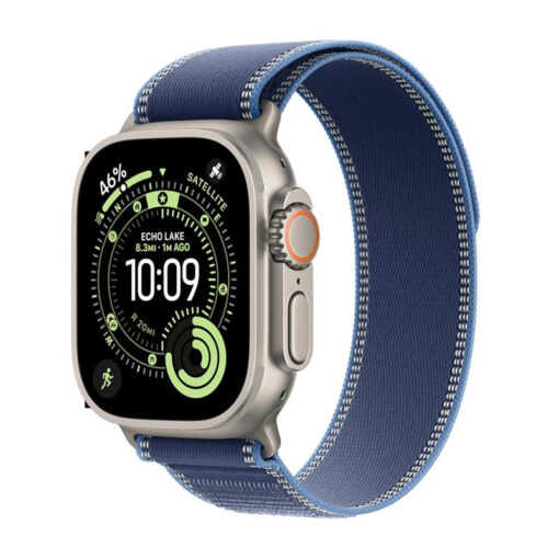 Apple Watch Ultra 3, 49mm, Natural Titanium Case, Blue/Bright Blue Trail Loop, (GPS+Cellular)
