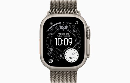 Alternative view of Apple Watch Ultra 3, 49mm, Natural Titanium Case, Natural Titanium Milanese Loop, (GPS+Cellular)